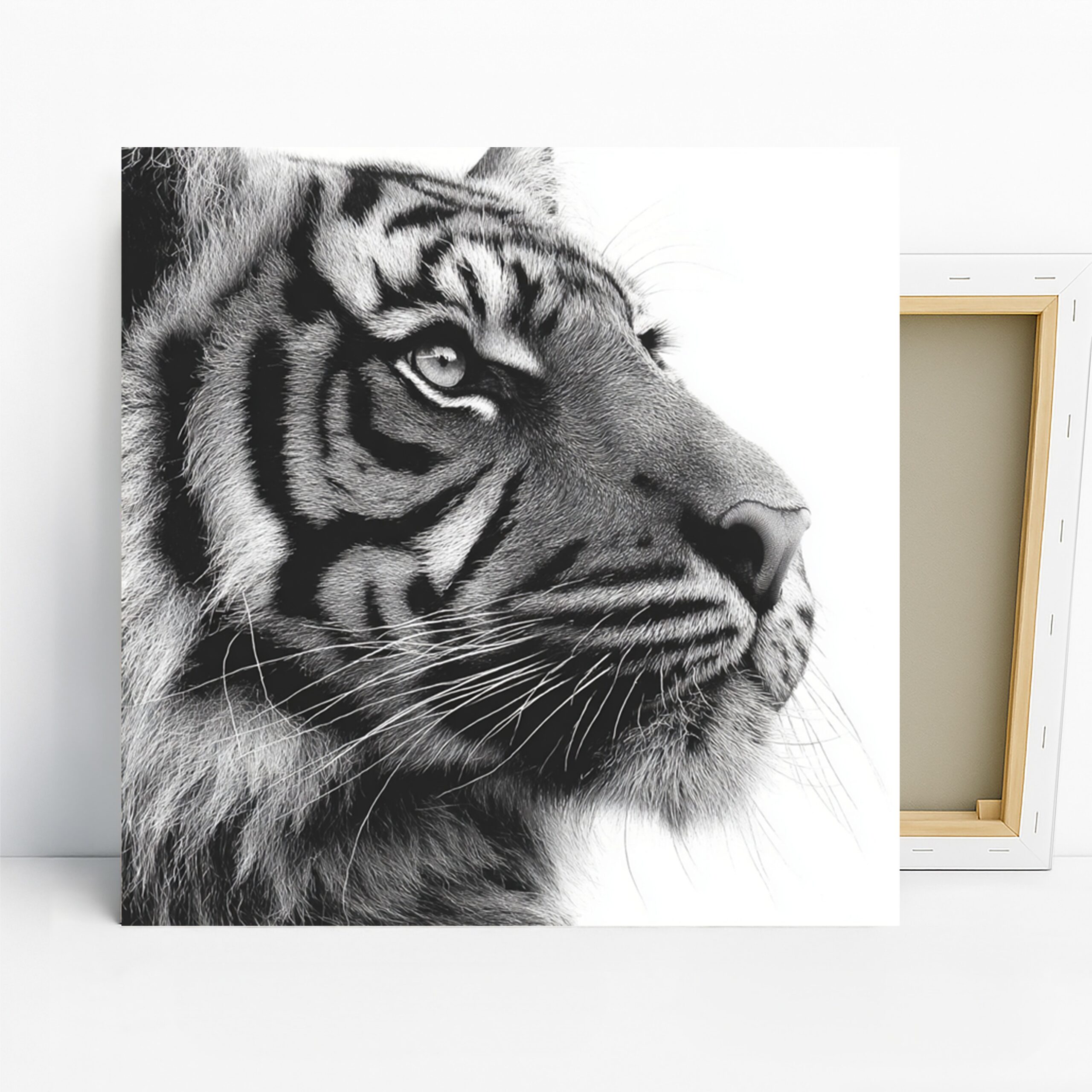 Tiger Art, Canvas or Poster, Contemporary Minimalist Decor, Living Room Office Bedroom Dining Room Wall Art, Black White Grey