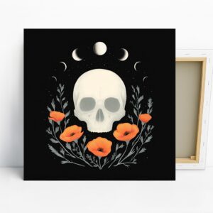 Skull and Poppy Moon Phases Art