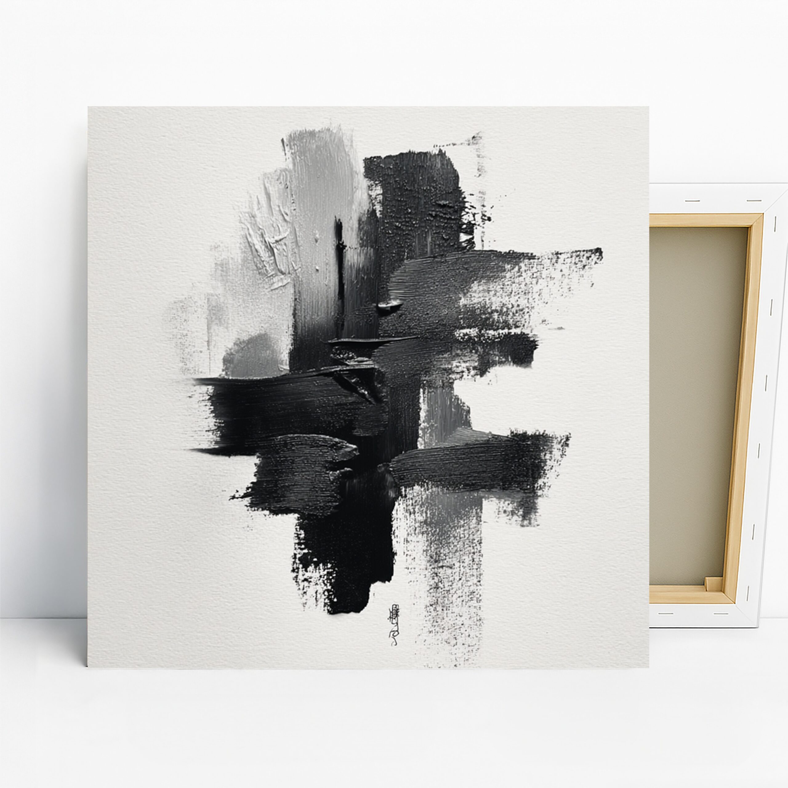 Monochrome Brushstroke Art, Canvas or Poster, Abstract Minimalism Decor, Living Room Office Bedroom Dining Room Wall Art, Black White Grey