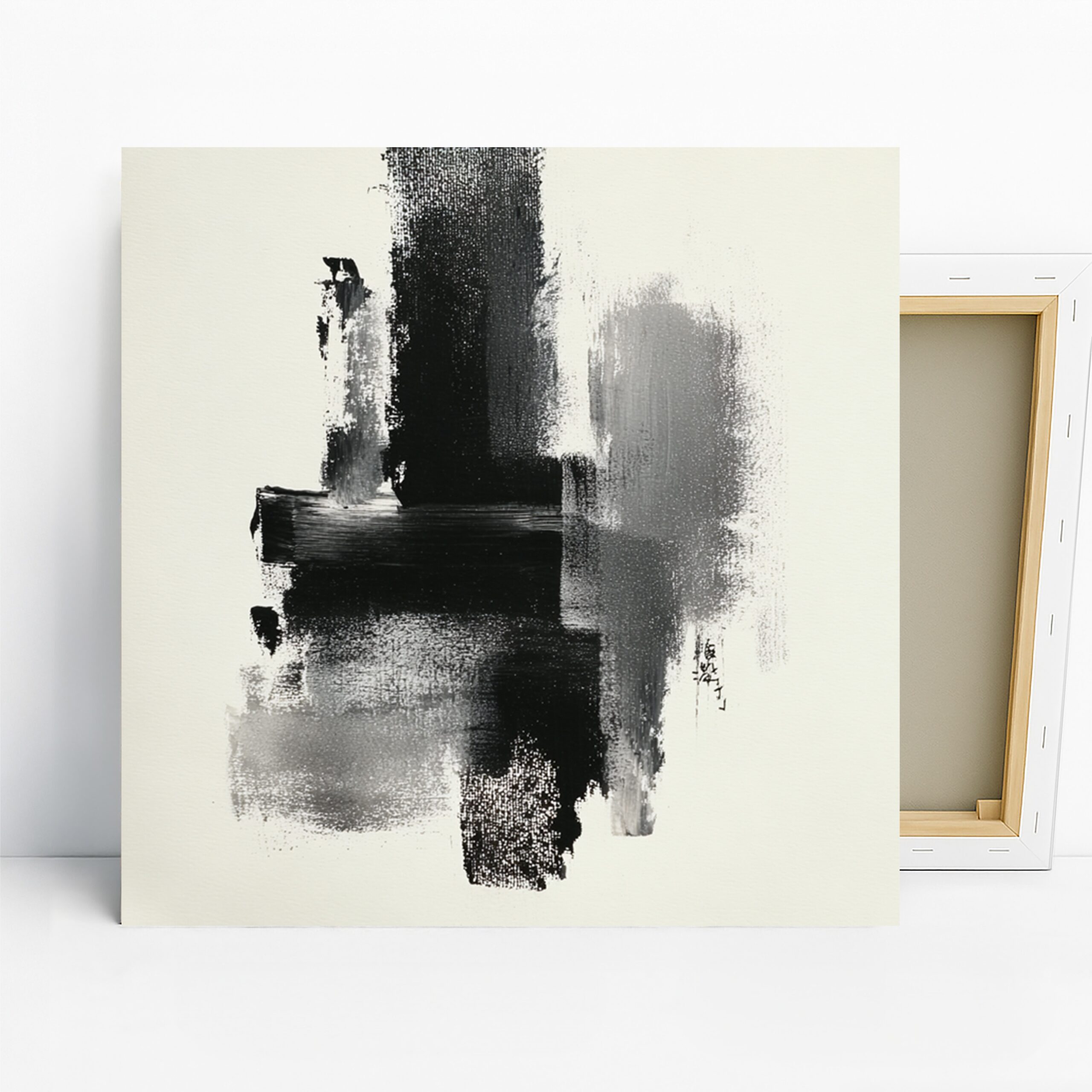 Monochrome Brushstroke Art, Canvas or Poster, Abstract Minimalist Decor, Living Room Office Bedroom Wall Art, Black White Grey