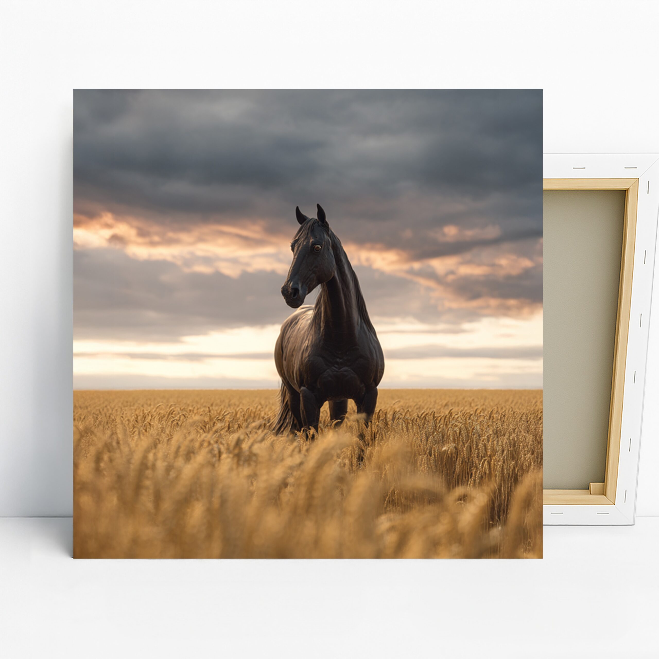 Horse Art, Canvas or Poster, Nature Rustic Decor, Living Room Bedroom Office Wall Art, Black Gold Gray, Contemporary Farmhouse Print