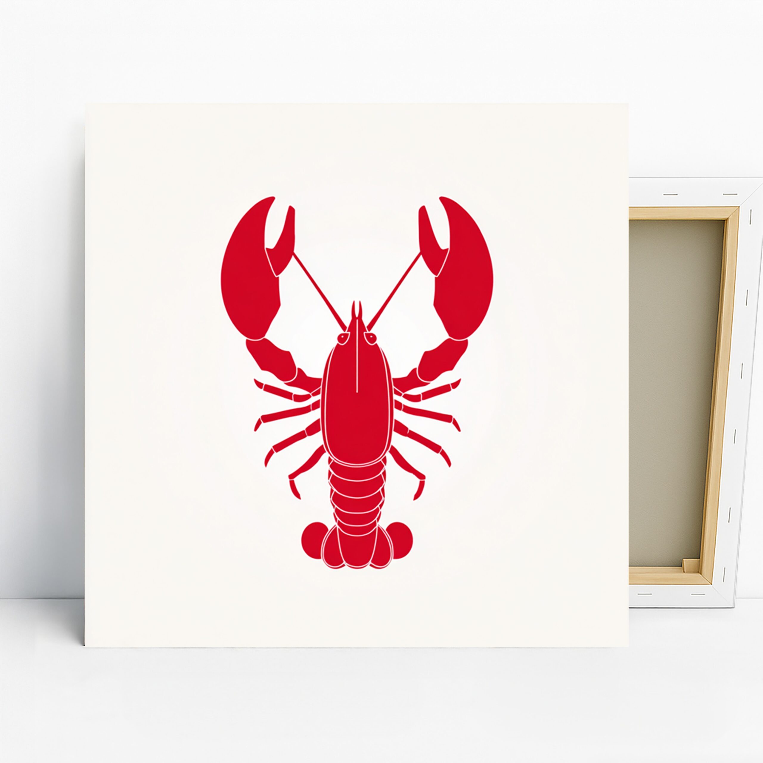 Lobster Art, Canvas or Poster, Contemporary Minimalist Coastal Decor, Kitchen Dining Room Beach House Wall Art, Red White, Seafood Decor