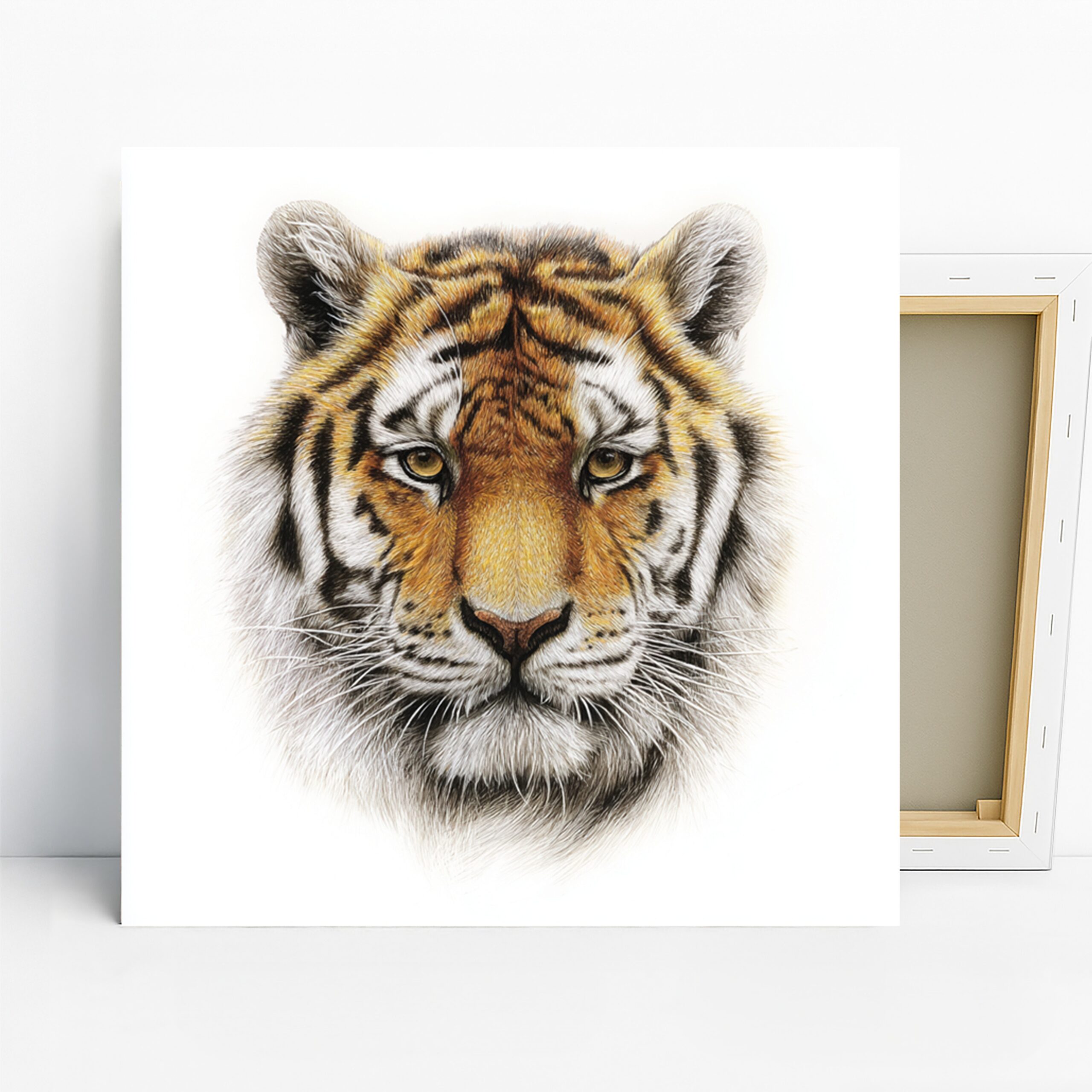 Tiger Face Art, Canvas or Poster, Realistic Modern Decor, Living Room Bedroom Office Wall Art, Orange Black Yellow and White
