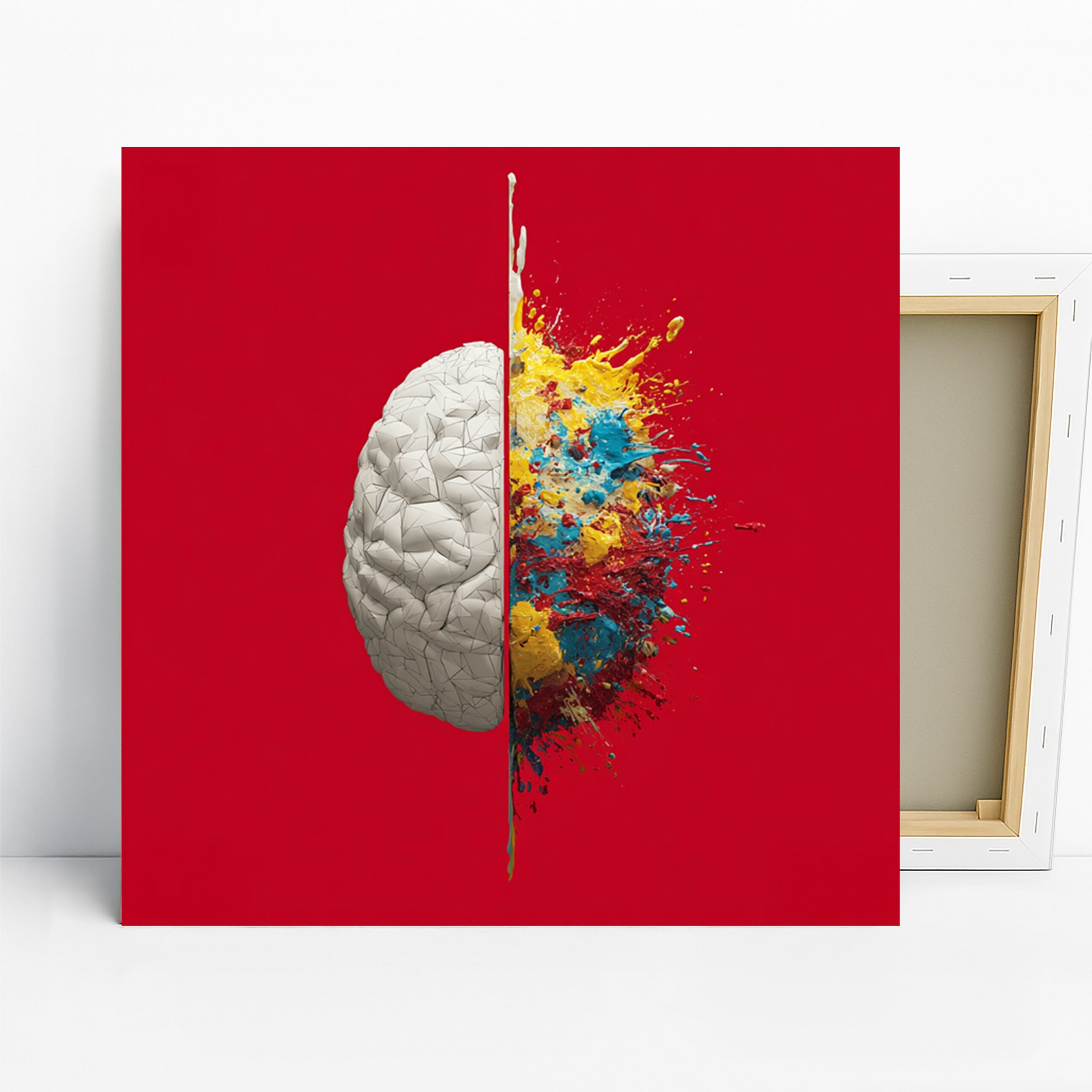 Creative Brain Art, Canvas or Poster, Abstract Contemporary Decor, Office Living Room Bedroom Wall Art, Red White Yellow Blue