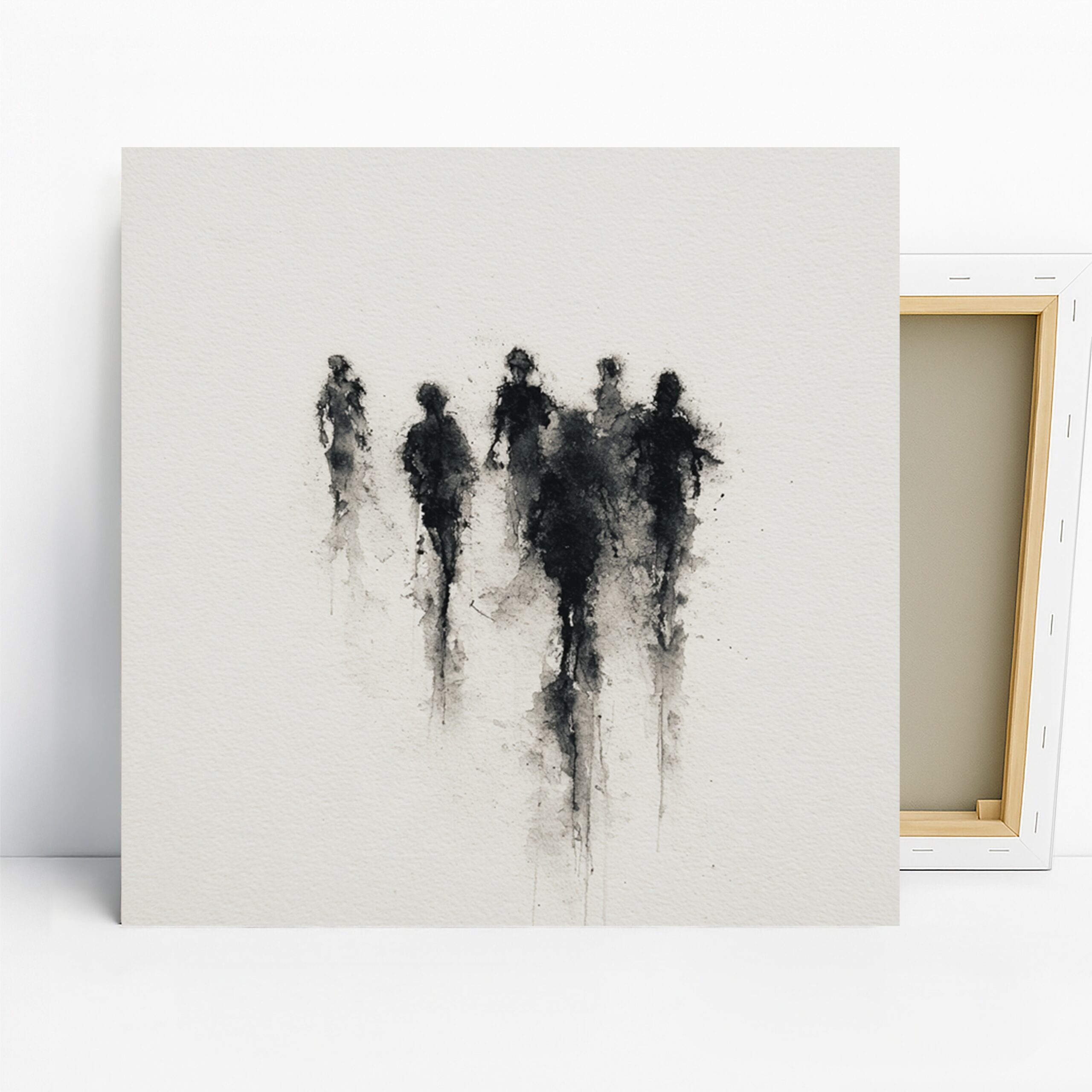 Shadow Figures Art, Canvas or Poster, Abstract Minimalist Decor, Living Room Bedroom Office Wall Art, Black White Grey, Contemporary Design