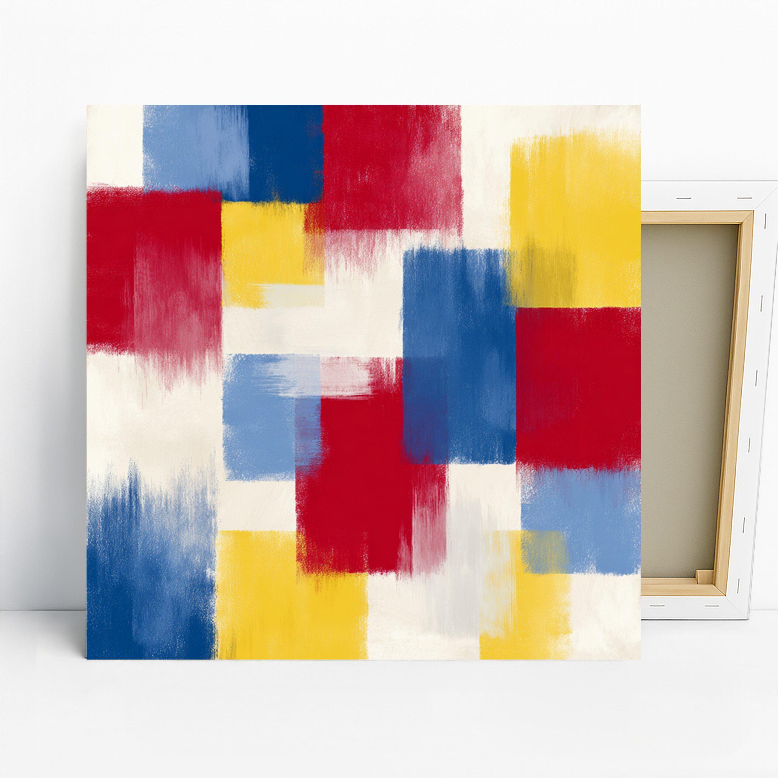 Primary Color Block Art, Canvas or Poster, Abstract Contemporary Decor, Living Room Office Bedroom Dining Room Wall Art, Red Blue Yellow 
