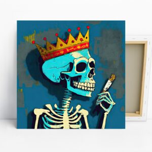 King Skeleton Smoking Art