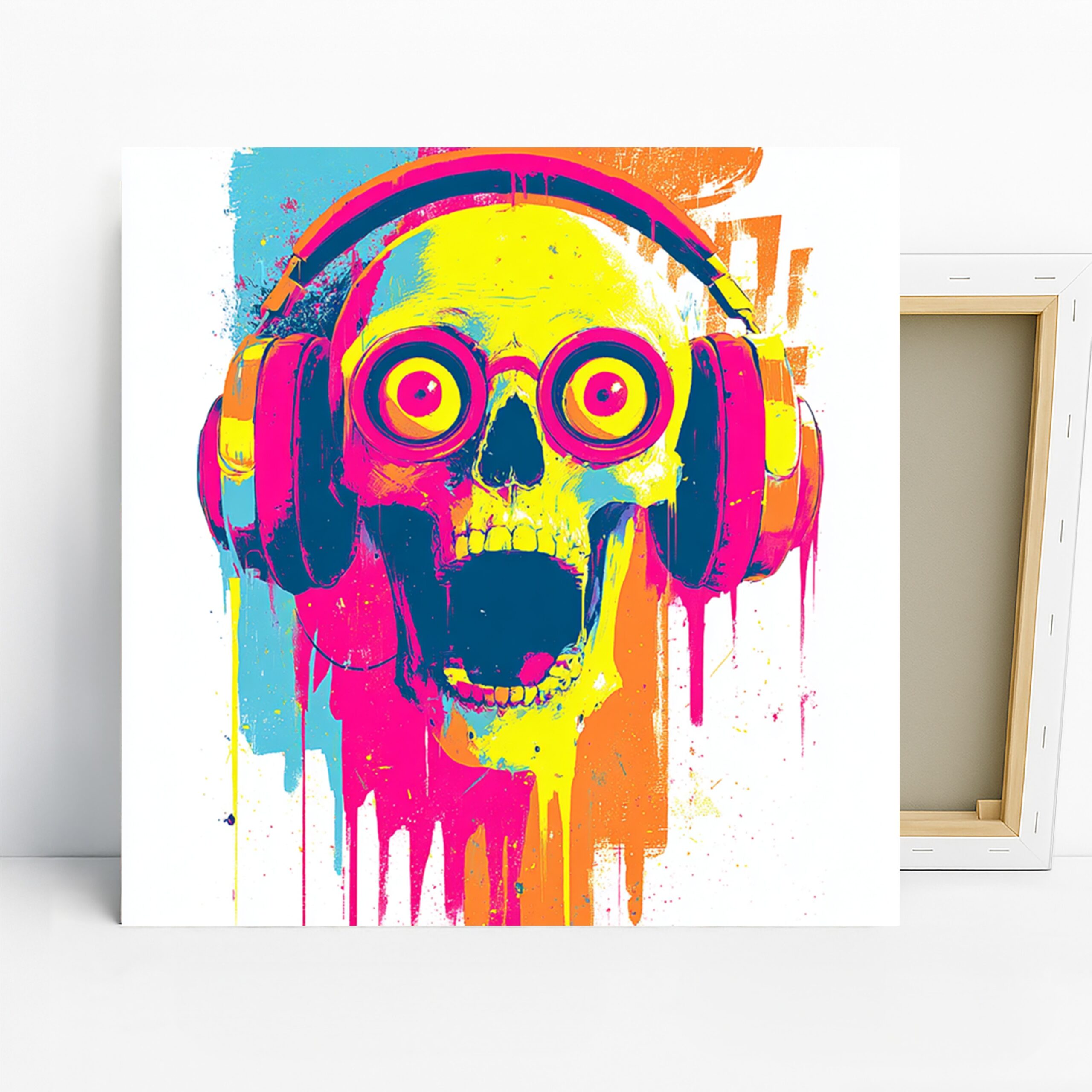 1.jpg Neon Skull Headphones Art