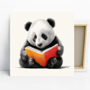 Panda Reading Book Art