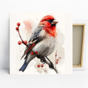 Red Finch Bird Art