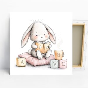 Bunny Reading Book Art