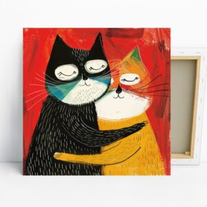Hugging Cats Art