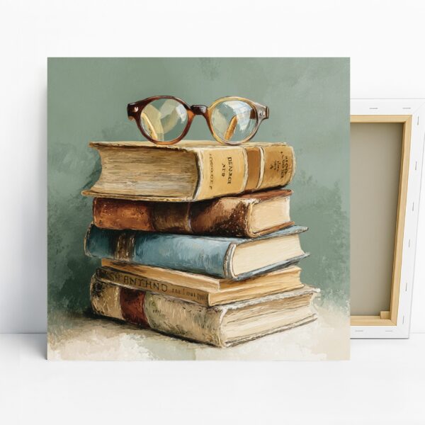 Vintage Books and Glasses Art