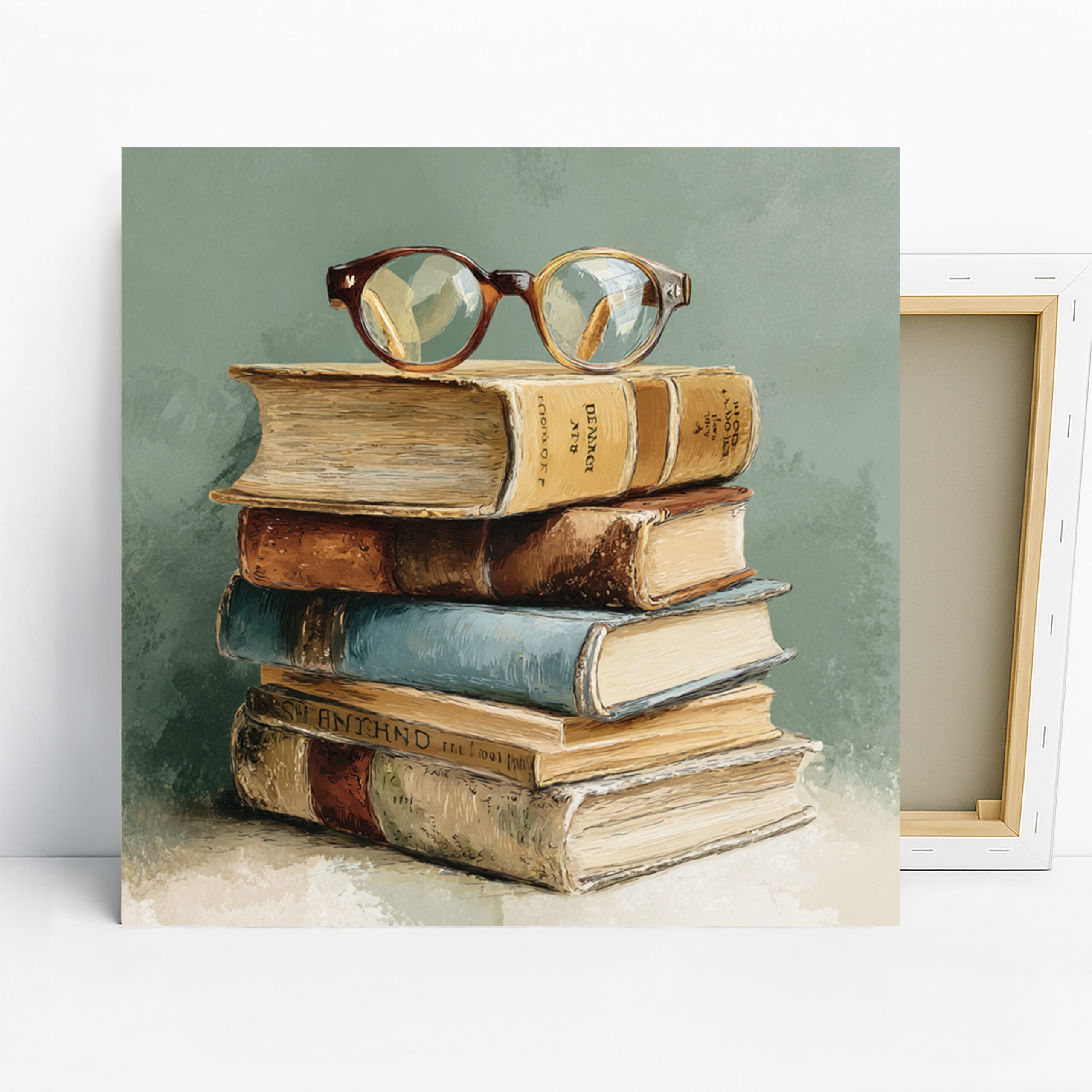 1.jpg Vintage Books and Glasses Art