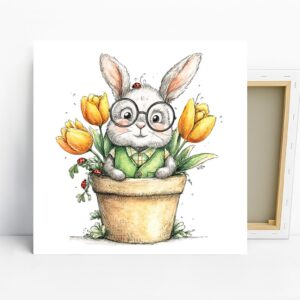 Bunny Flower Pot Art