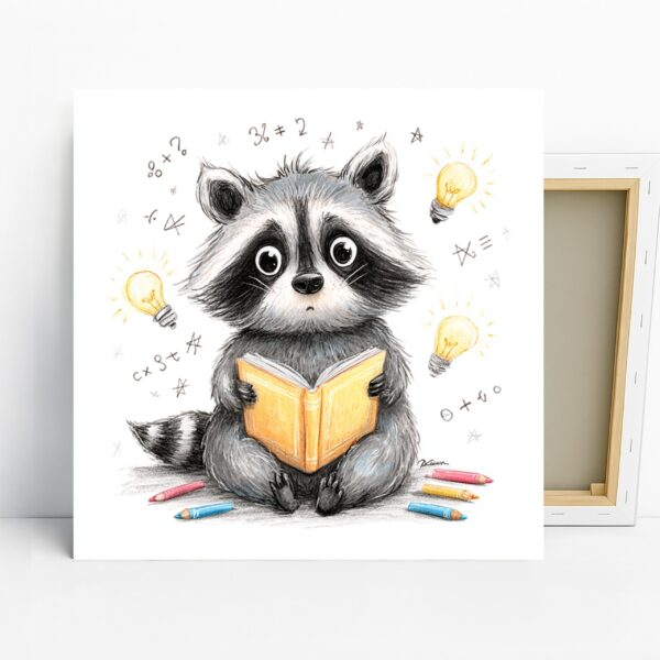 Raccoon Reading Art