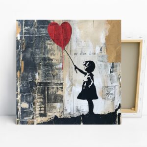 Balloon Heart Girl Art