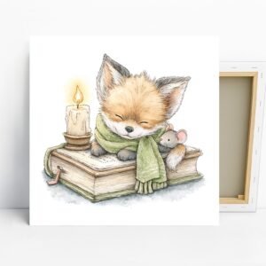 Sleepy Fox and Mouse Art