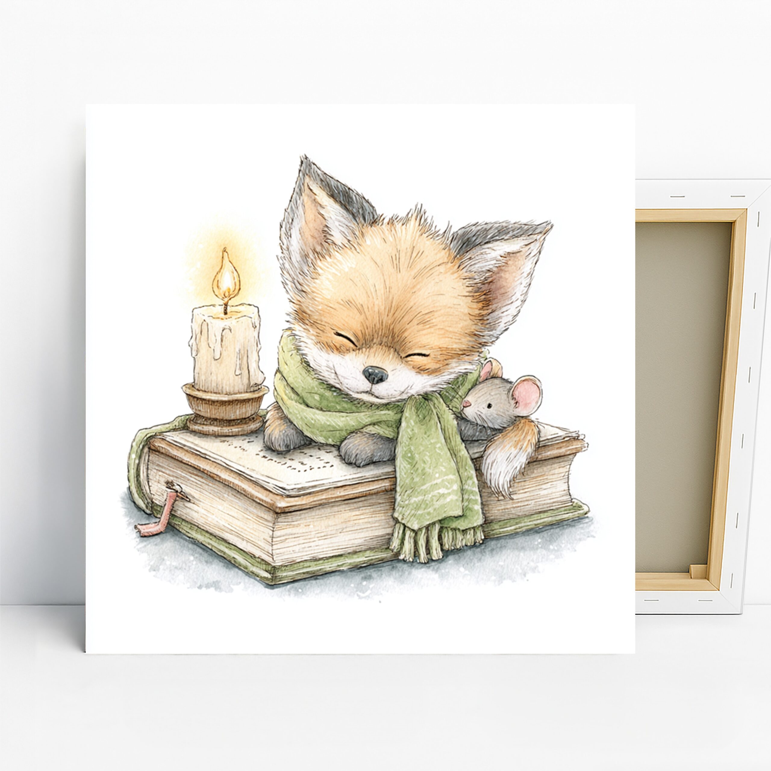 1.jpg Sleepy Fox and Mouse Art