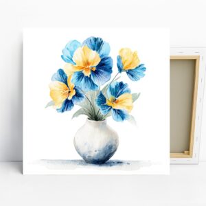 Blue Yellow Pansy Bouquet Art