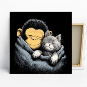 Monkey Cat Cuddle Art