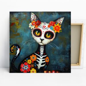 Day of the Dead Cat Art