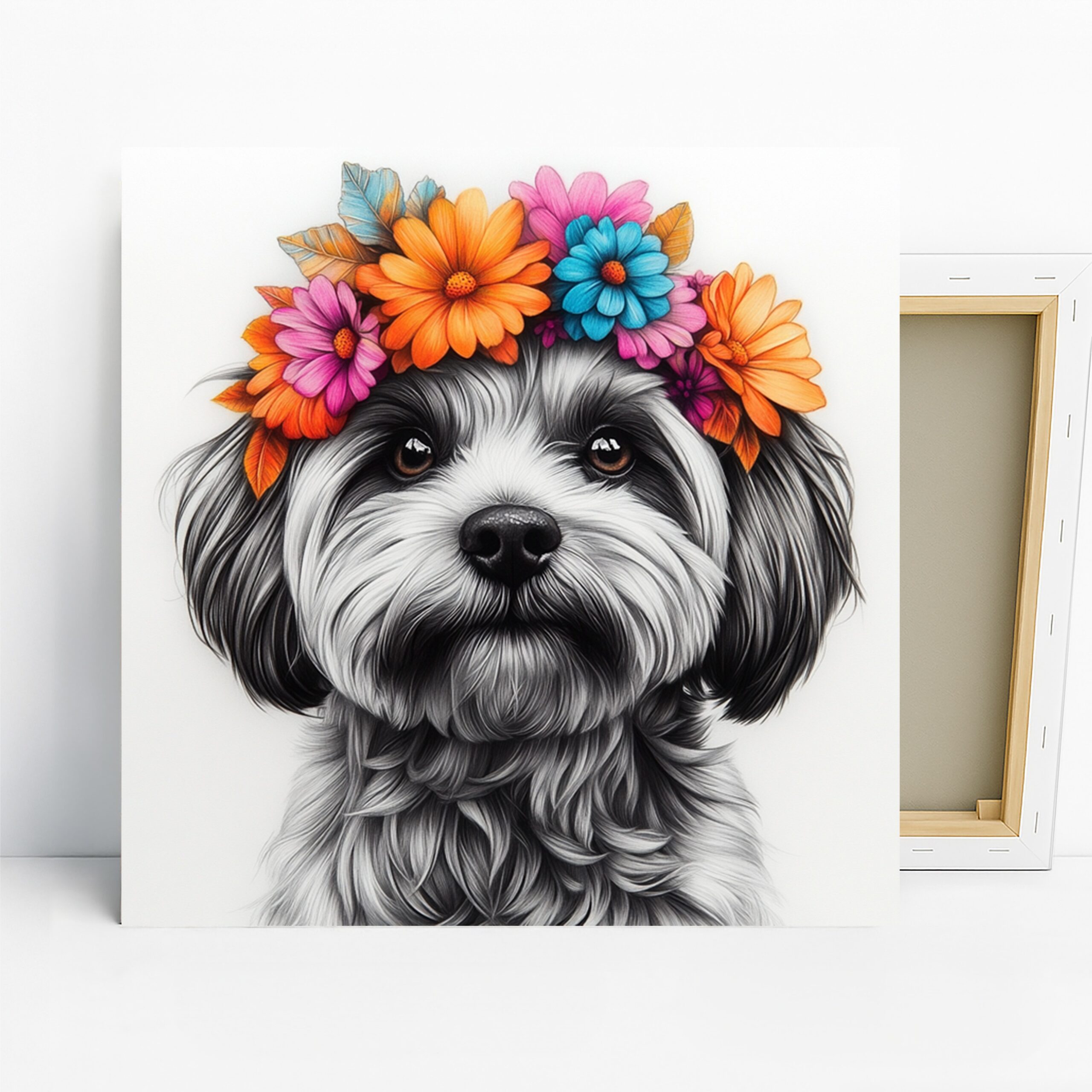 1.jpg Dog Floral Crown Art