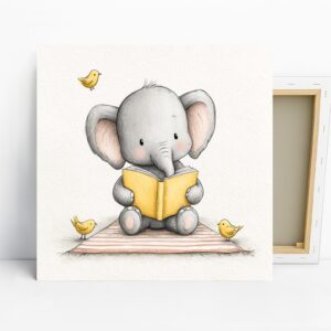 Elephant Reading Book Art
