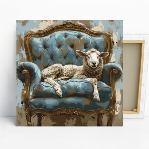 Sheep on Antique Chair Art