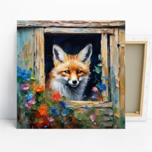 Fox Peeking Window Art