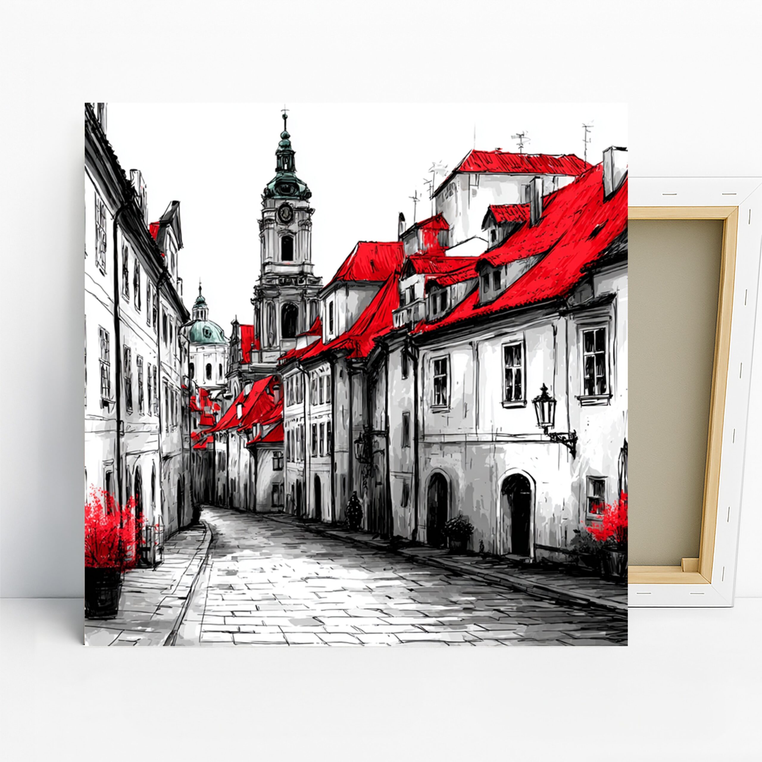 1.jpg European Red Roof Cityscape Art