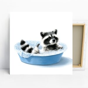 Raccoon Bath Time Art