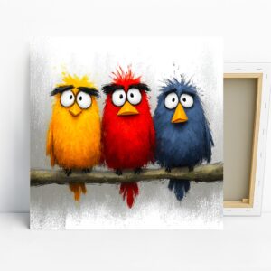 Colorful Cartoon Birds Art