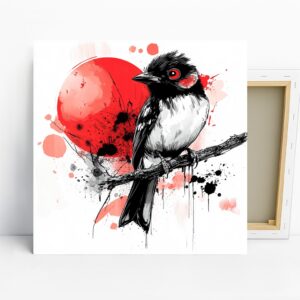Red Sun Bird Art
