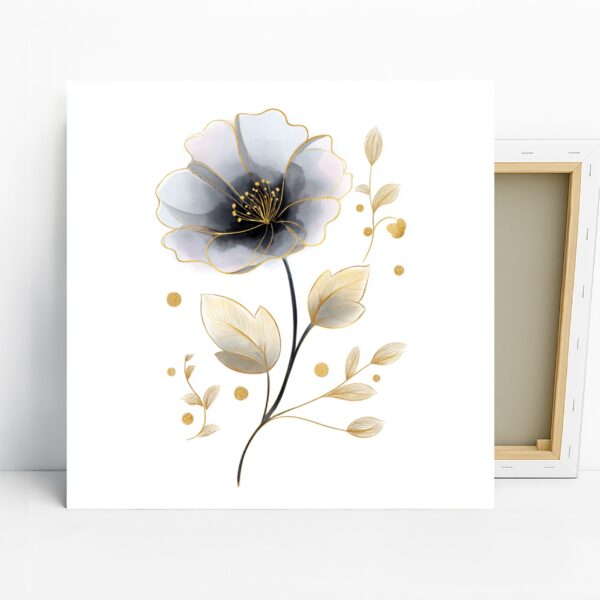 Gray and Gold Flower Art