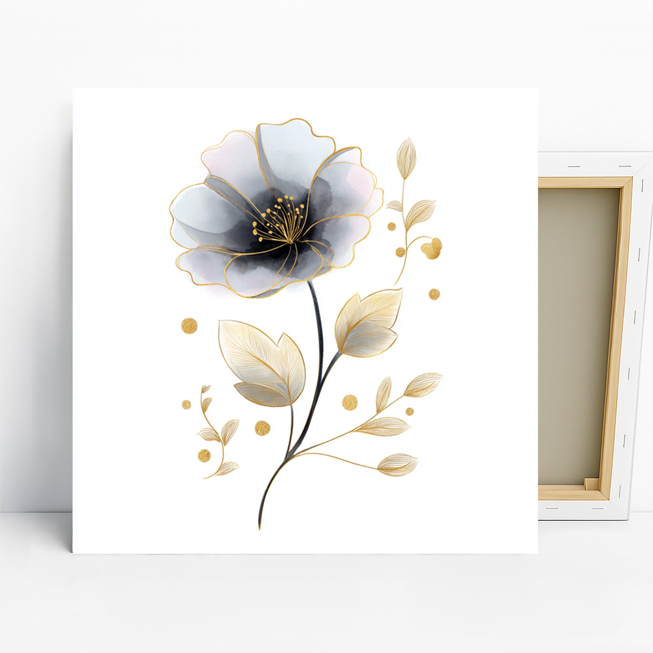 1.jpg Gray and Gold Flower Art