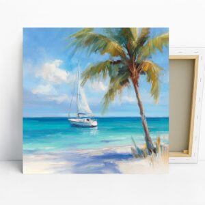Tropical Beach Sailboat Art