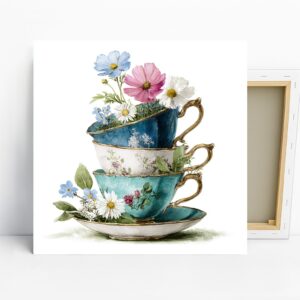 Floral Teacup Stack Art