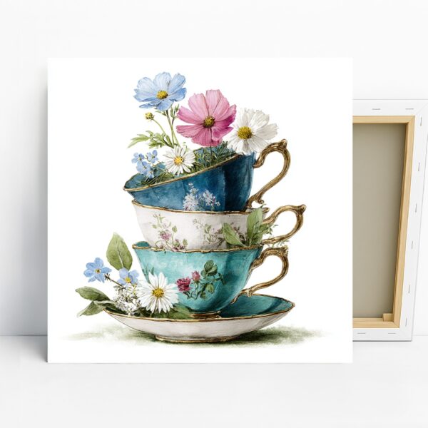 Floral Teacup Stack Art