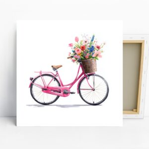 Vintage Bicycle Floral Basket Art