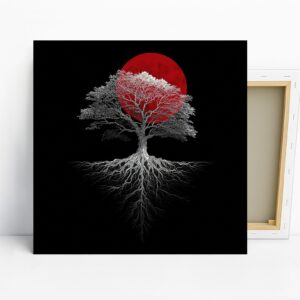 Red Moon Tree Art
