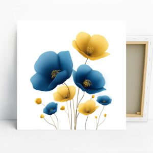 Blue Yellow Poppy Art
