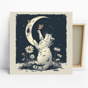 Cat Moon Butterfly Art