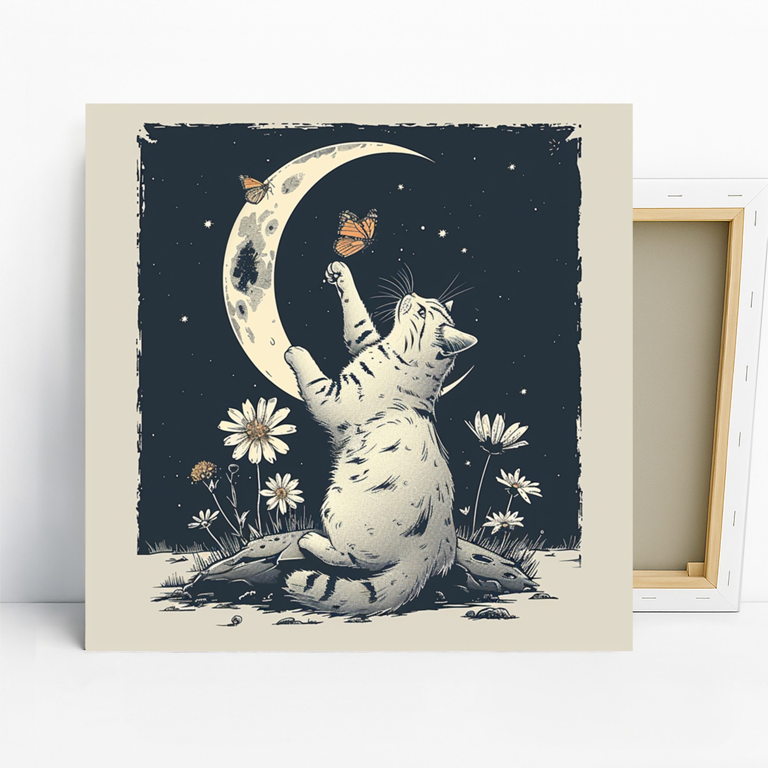 1.jpg Cat Moon Butterfly Art