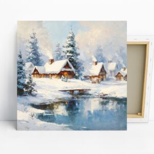 Winter Village Reflection Art