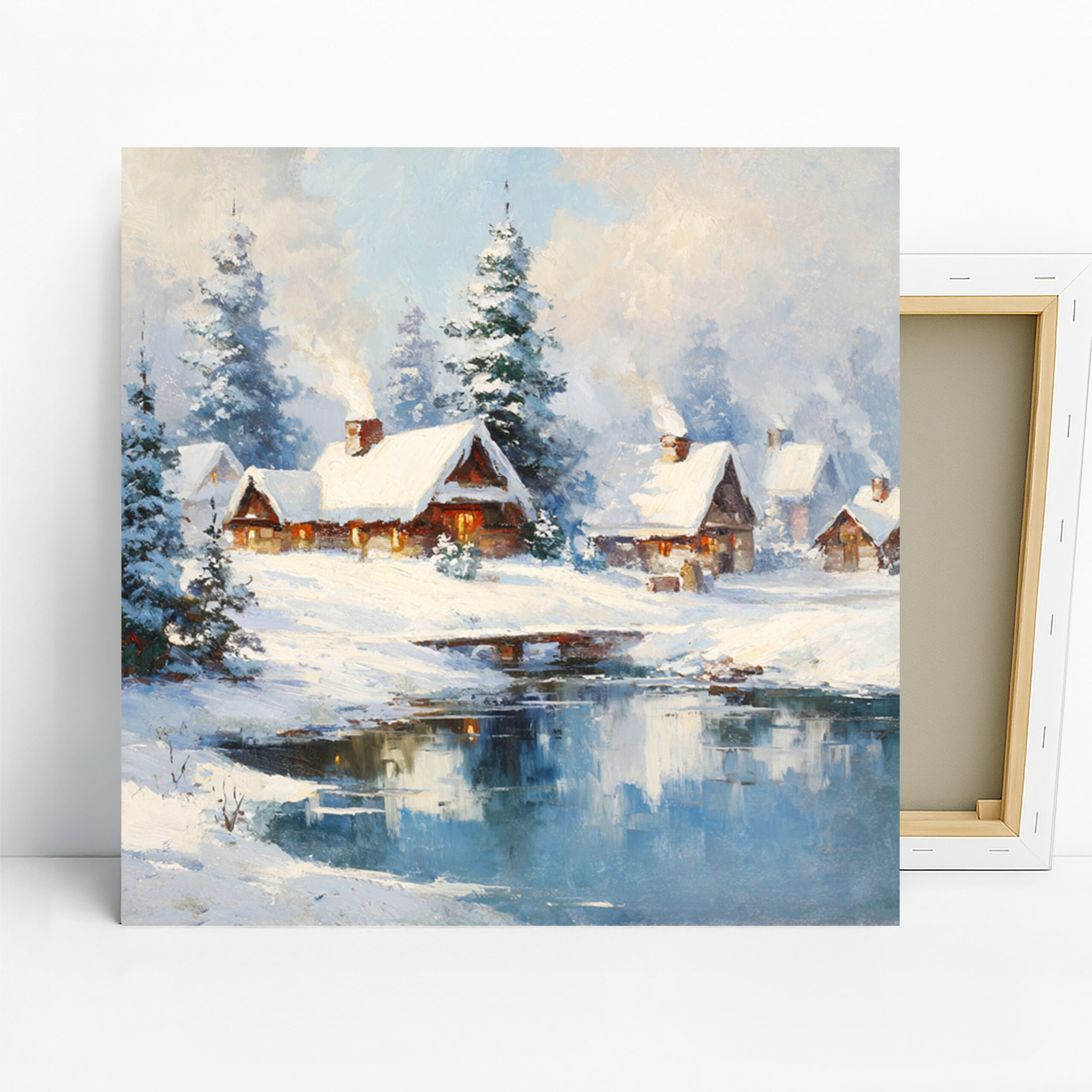 1.jpg Winter Village Reflection Art