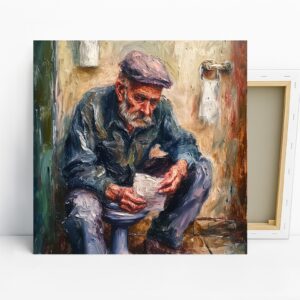 Elderly Man Reading Art