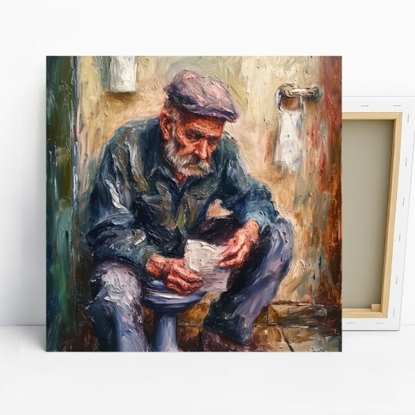 Elderly Man Reading Art