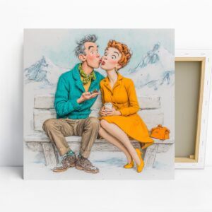 Retro Mountain Kiss Art
