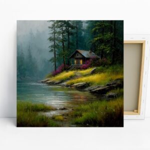 Lakeside Cabin Art